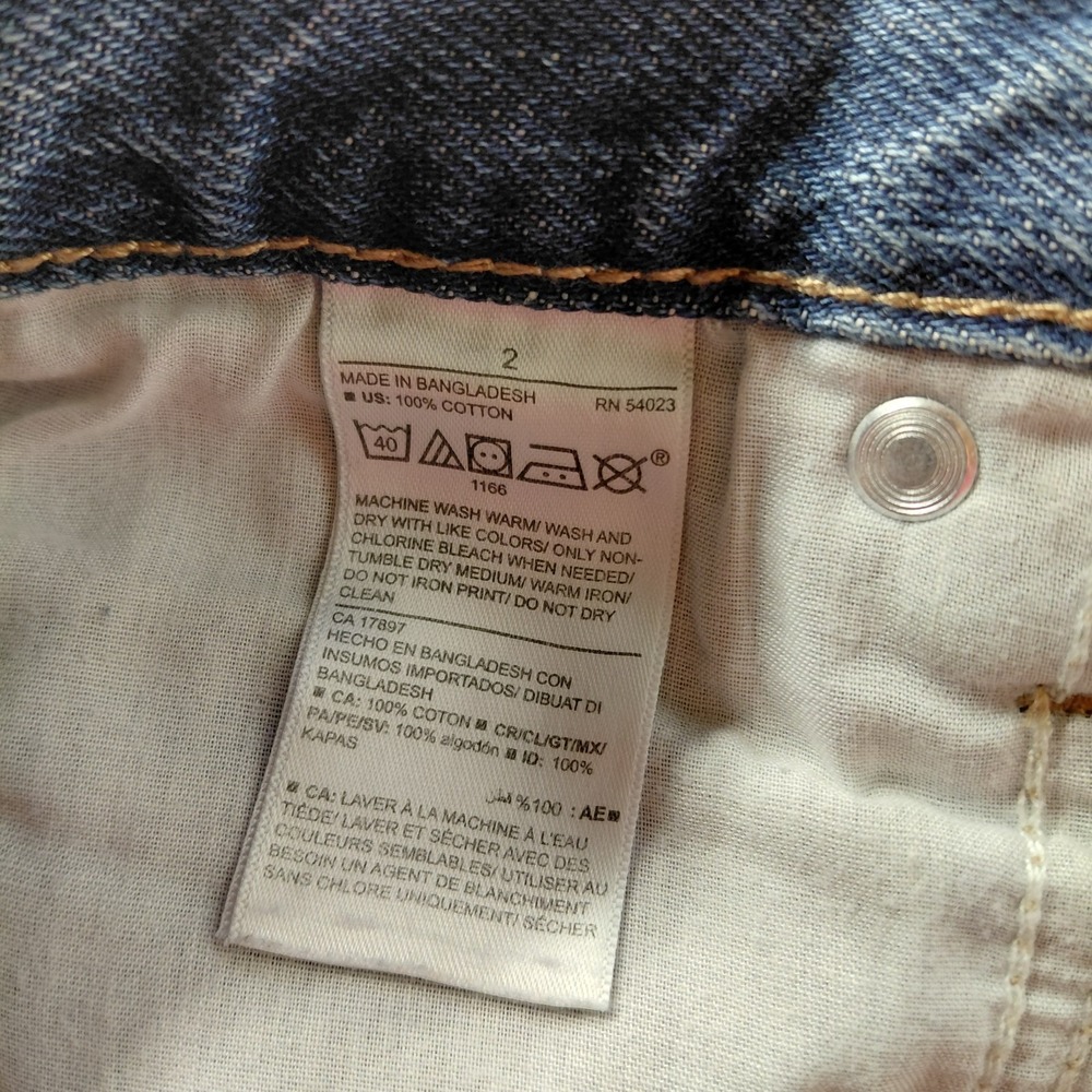 Old‎ Navy High Rise Slouchy Straight Crop Jeans Womens Size 2 Distress Raw Hem - Picture 9 of 10